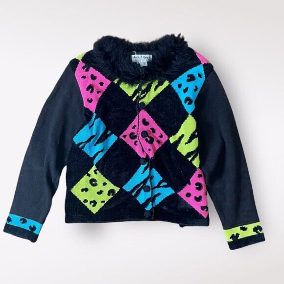 Jack B. Quick Vintage 90’s Beaded Feathered Cardigan Sweater Size‎ XL - Picture 1 of 9